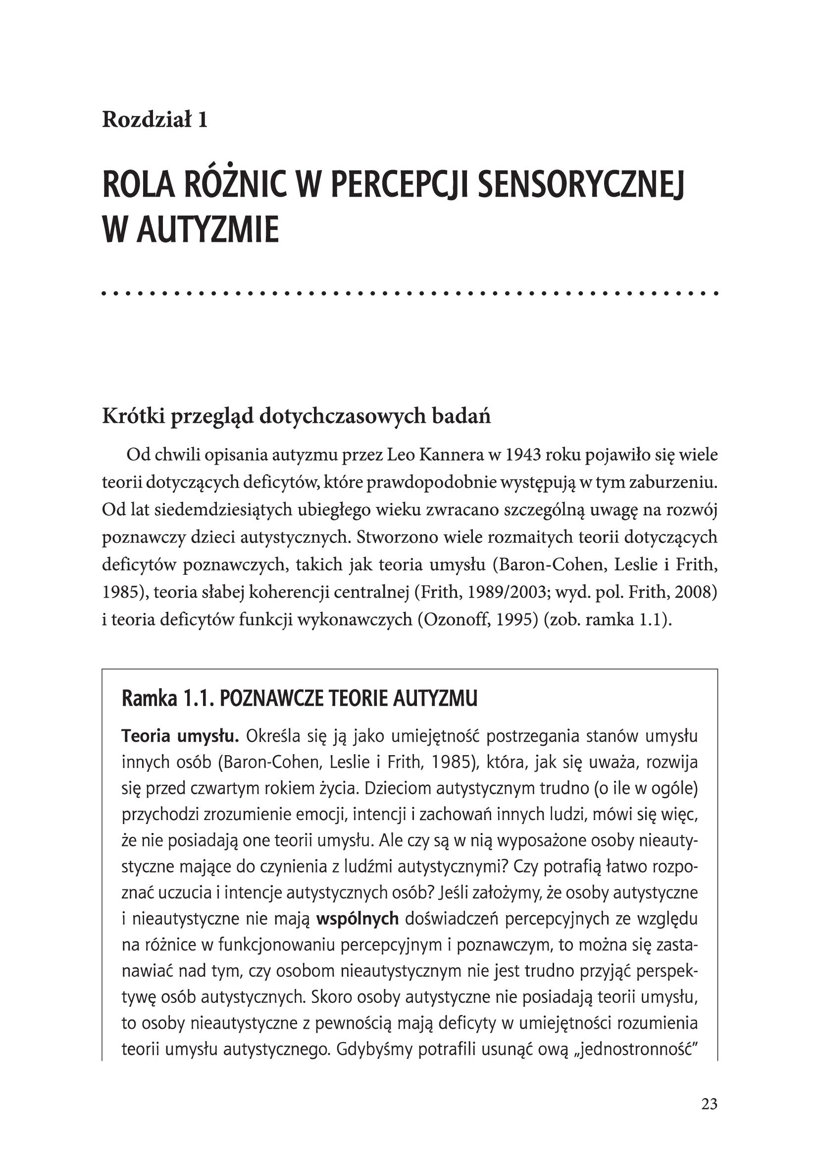 Trudności w percepcji sensorycznej w autyzmie i zespole Aspergera