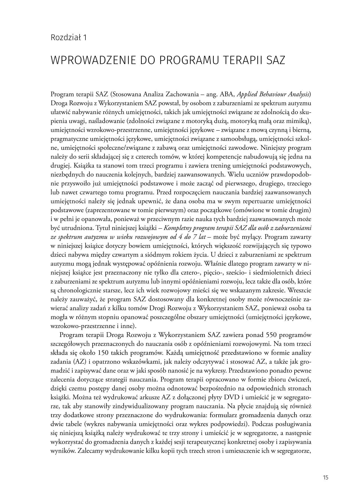 Kompletny program terapii SAZ dla osób z zaburzeniami ze spektrum autyzmu w wieku rozwojowym od 4 do 7 lat